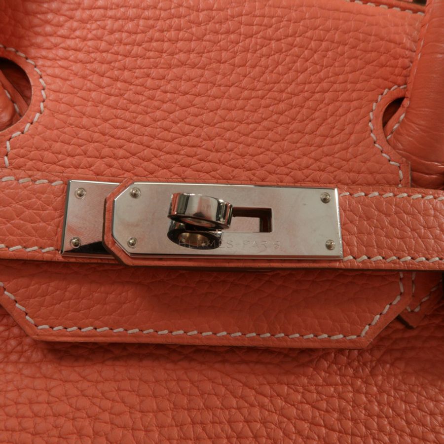 HERMES Clemence皮革Birkin 30手挽袋Crevette-7
