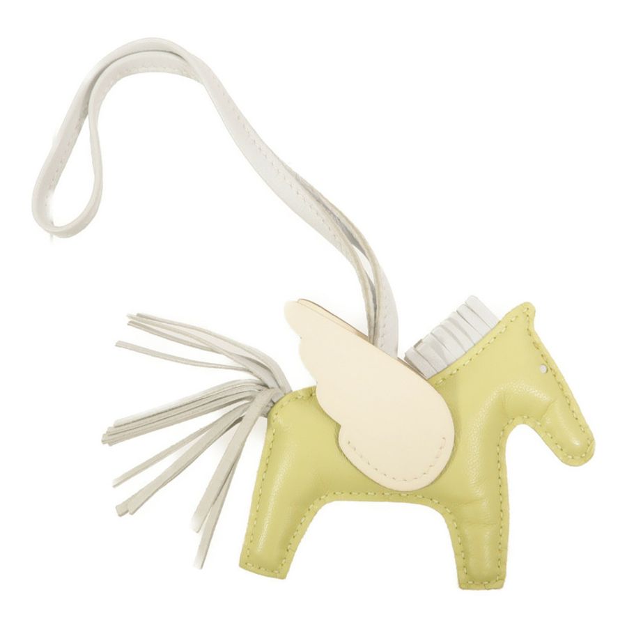 HERMES Milo皮革Rodeo Pegase PM掛飾Jaune Bourgeon/Nata-1
