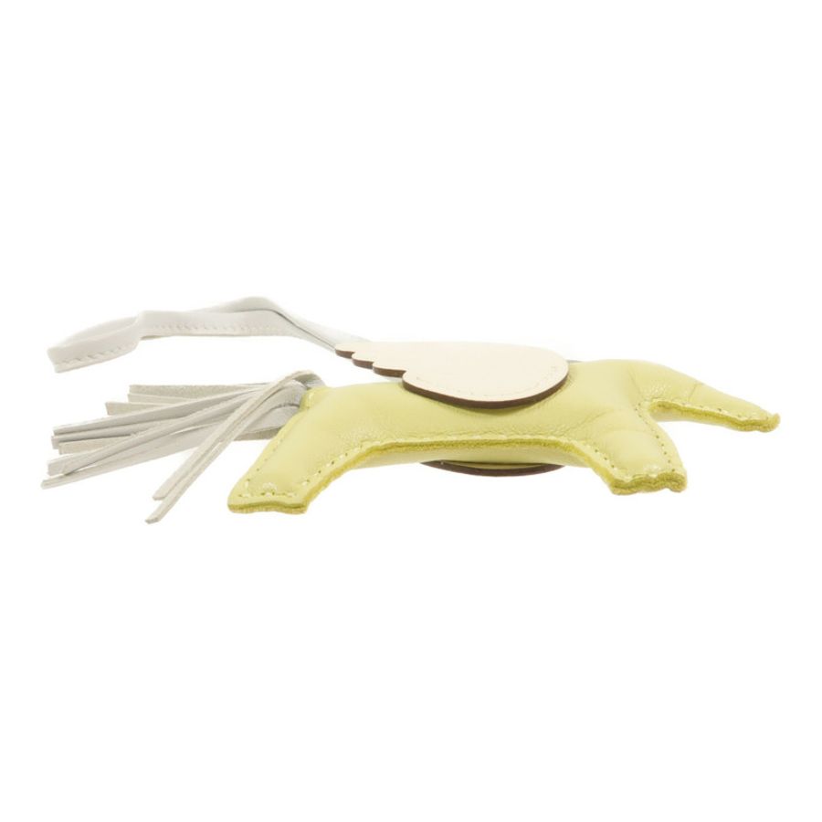 HERMES Milo皮革Rodeo Pegase PM掛飾Jaune Bourgeon/Nata-2