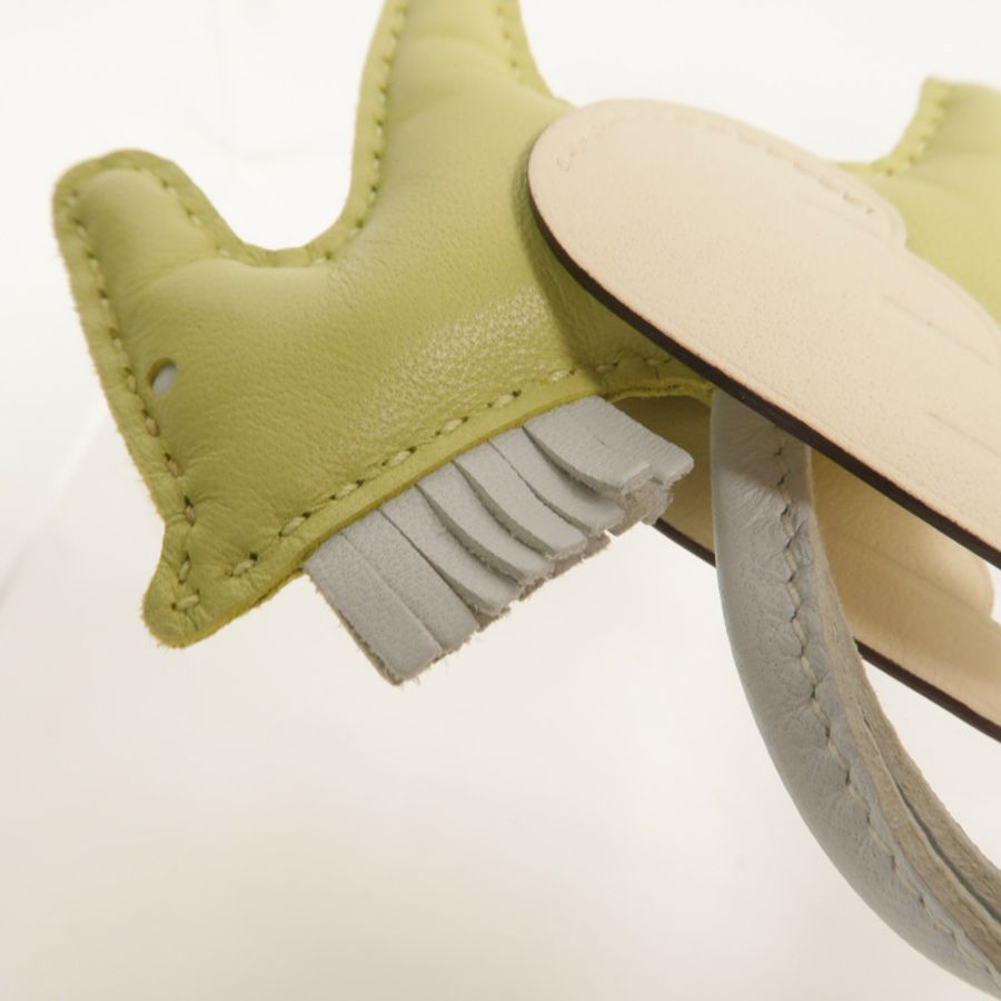 HERMES Milo皮革Rodeo Pegase PM掛飾Jaune Bourgeon/Nata-3