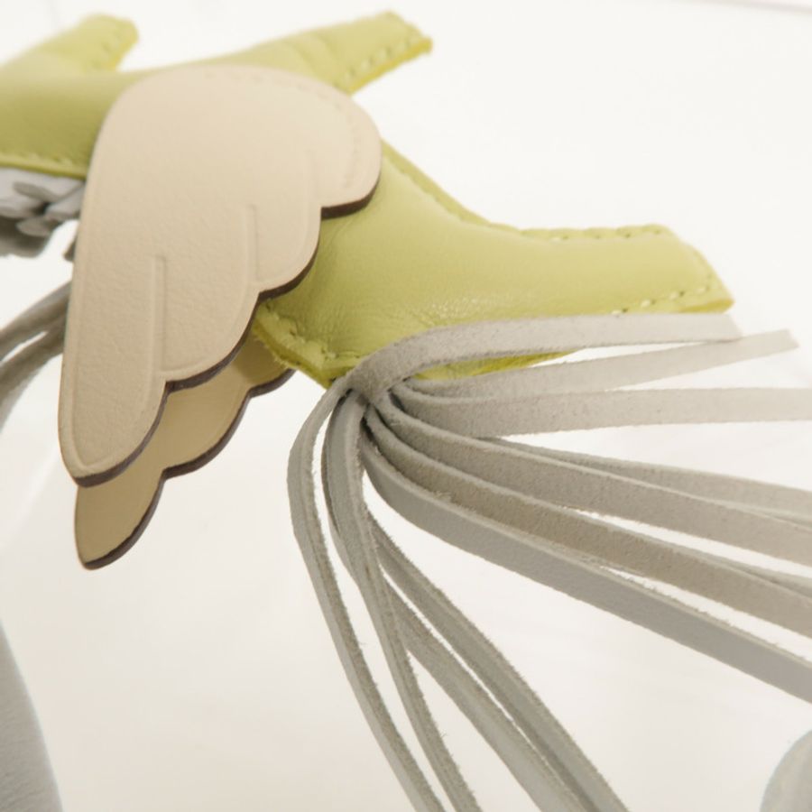 HERMES Milo皮革Rodeo Pegase PM掛飾Jaune Bourgeon/Nata-4