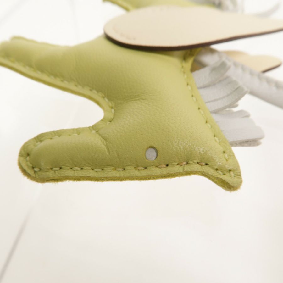 HERMES Milo皮革Rodeo Pegase PM掛飾Jaune Bourgeon/Nata-5