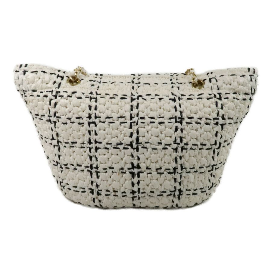 CHANEL 藤料Raffia Effect Tweed Shppping Bag鏈帶手挽袋-1