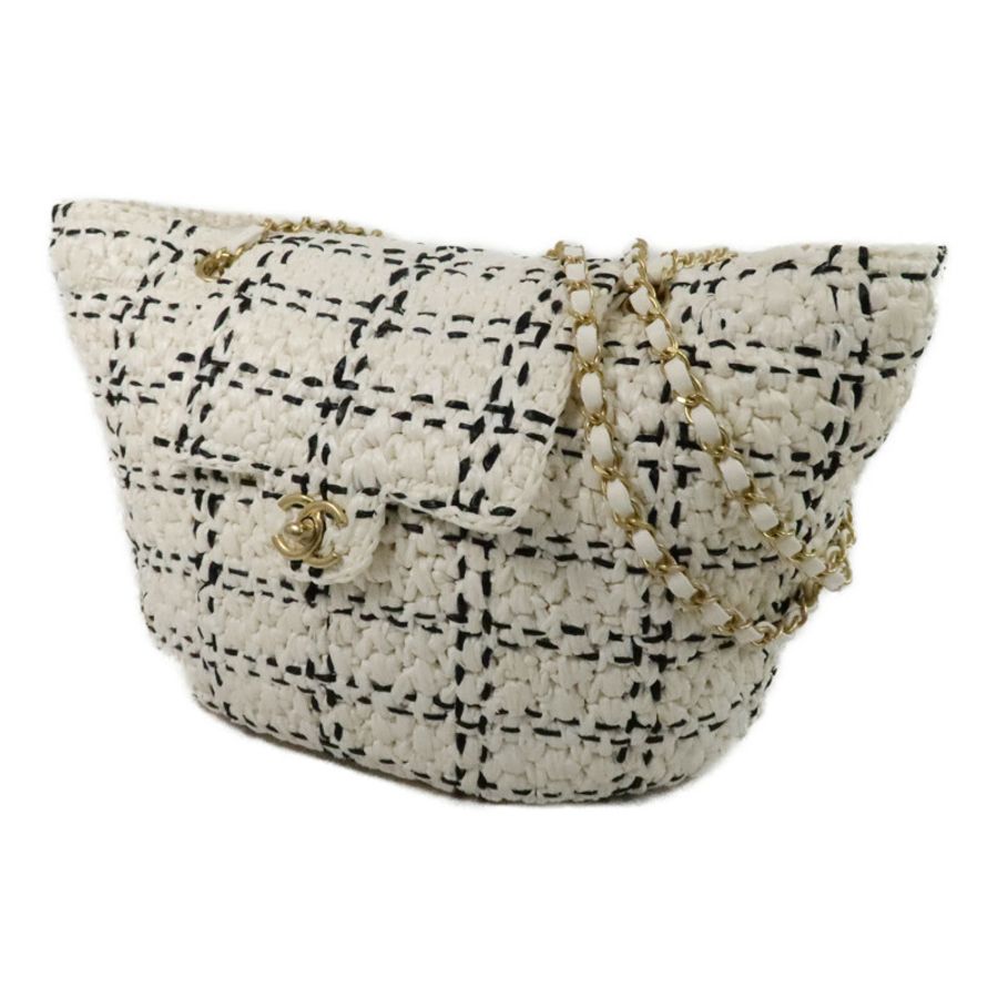 CHANEL 藤料Raffia Effect Tweed Shppping Bag鏈帶手挽袋-2
