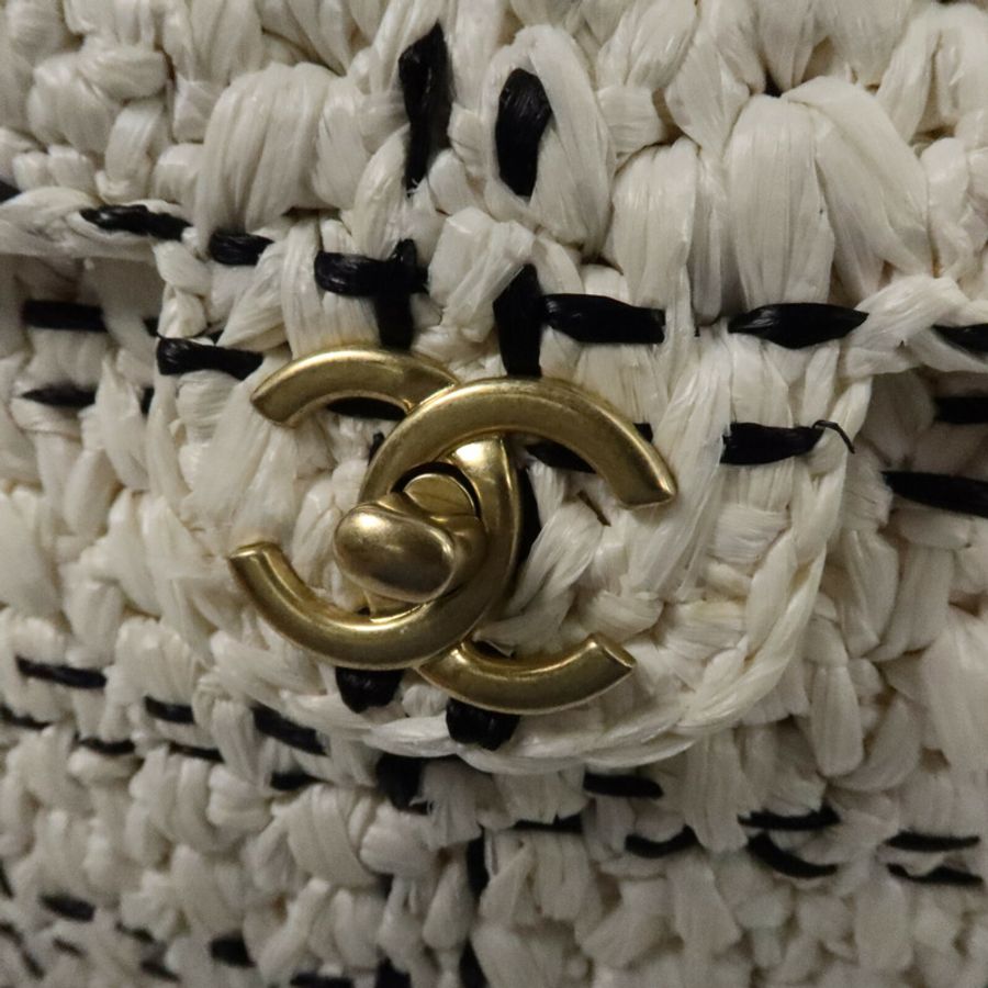 CHANEL 藤料Raffia Effect Tweed Shppping Bag鏈帶手挽袋-6