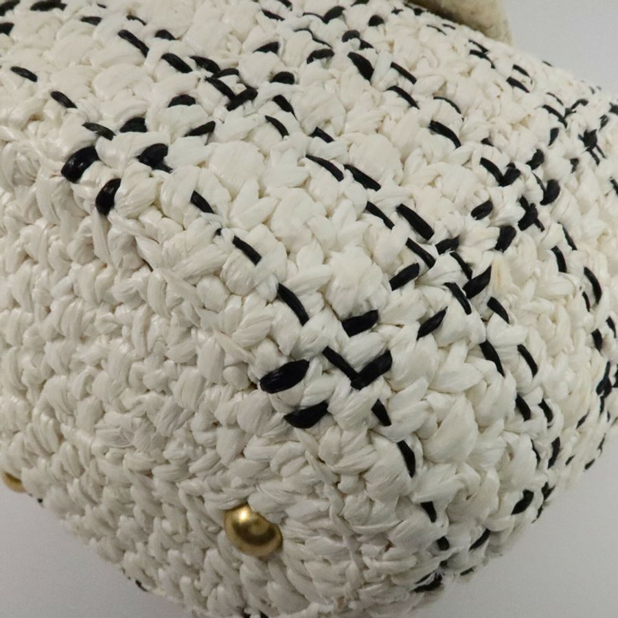 CHANEL 藤料Raffia Effect Tweed Shppping Bag鏈帶手挽袋-10