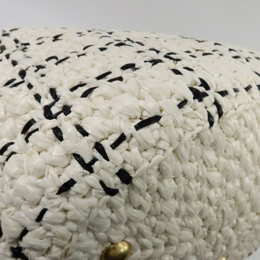 CHANEL 藤料Raffia Effect Tweed Shppping Bag鏈帶手挽袋-13