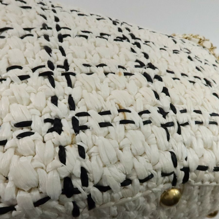 CHANEL 藤料Raffia Effect Tweed Shppping Bag鏈帶手挽袋-14
