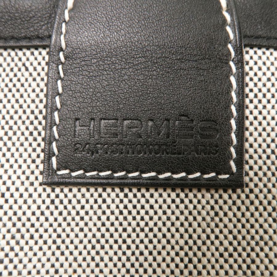 HERMES Swift皮革/帆布Steeple 25手挽袋Noir-5