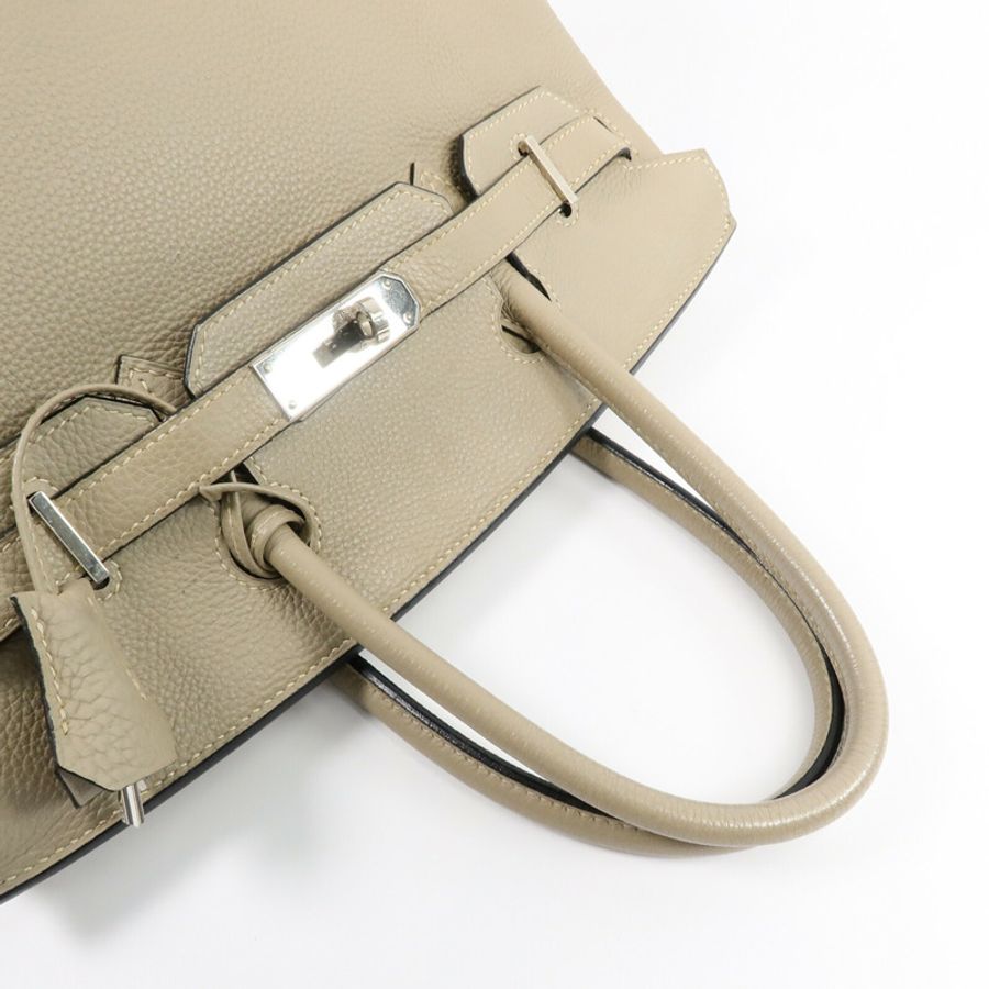 HERMES Togo皮革Birkin 30手挽袋Gris Tourterelle-9