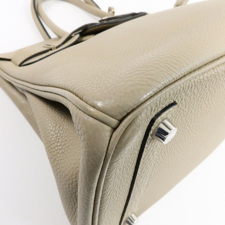 HERMES Togo皮革Birkin 30手挽袋Gris Tourterelle-10