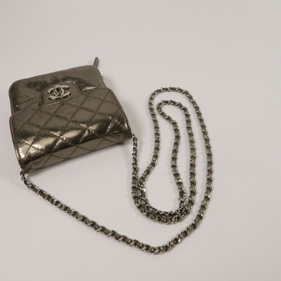CHANEL 牛皮皮革Chain Shoulder鏈帶肩背袋-9