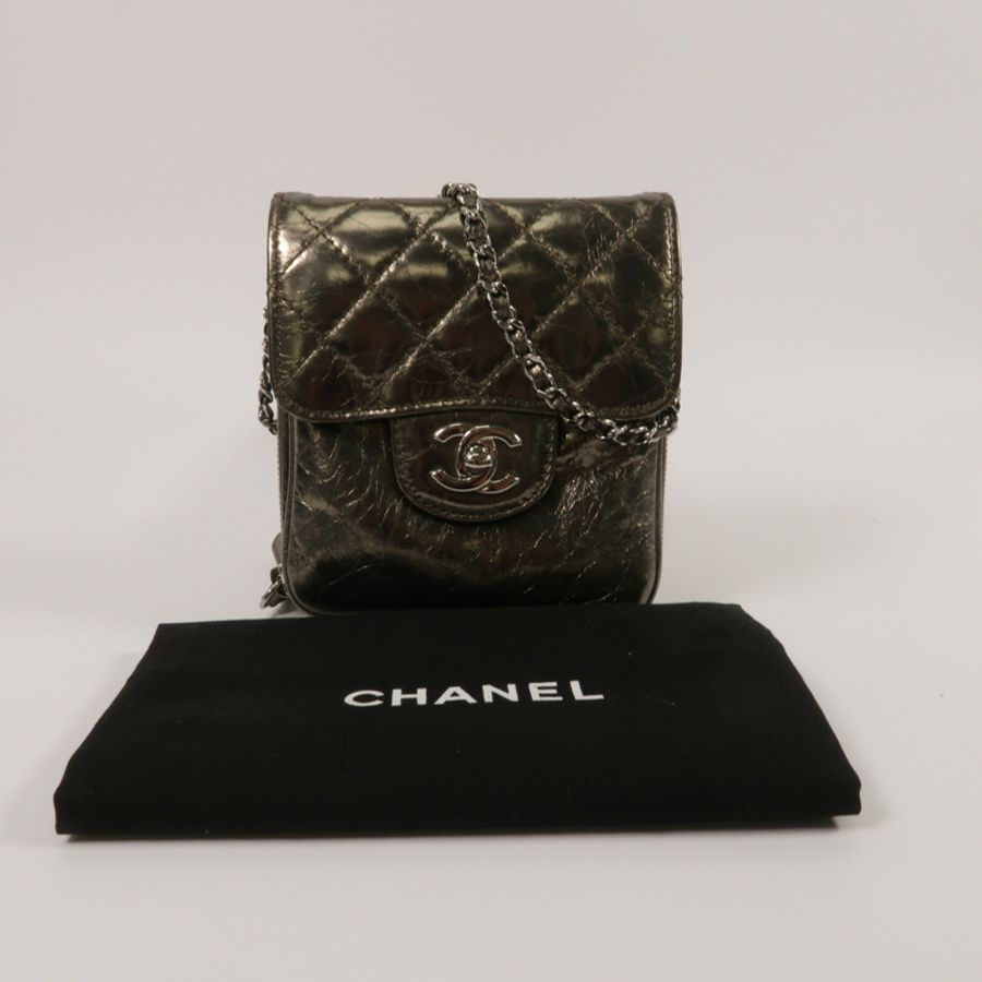 CHANEL 牛皮皮革Chain Shoulder鏈帶肩背袋-10