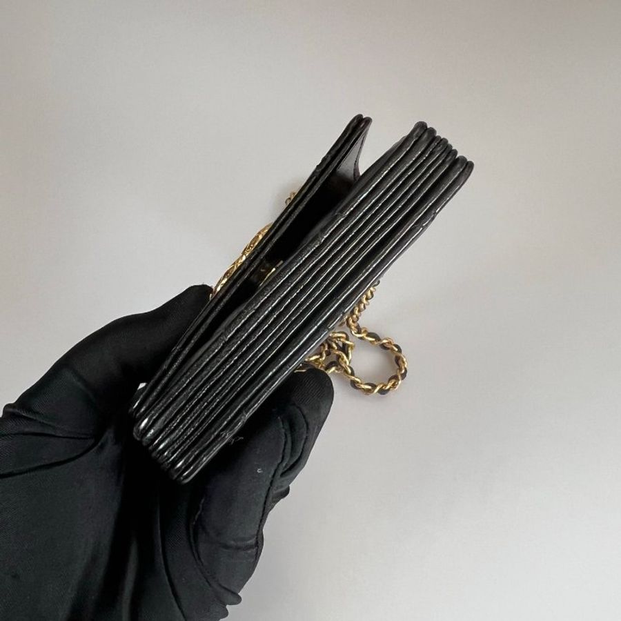 CHANEL 季節款風琴小卡包羊皮黑 AP3105/晶片款-5