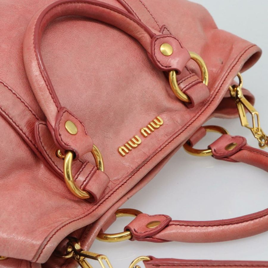 【日本直送】Miu Miu 手提包 皮革 兩用 粉金配色 正品 am12098V-5