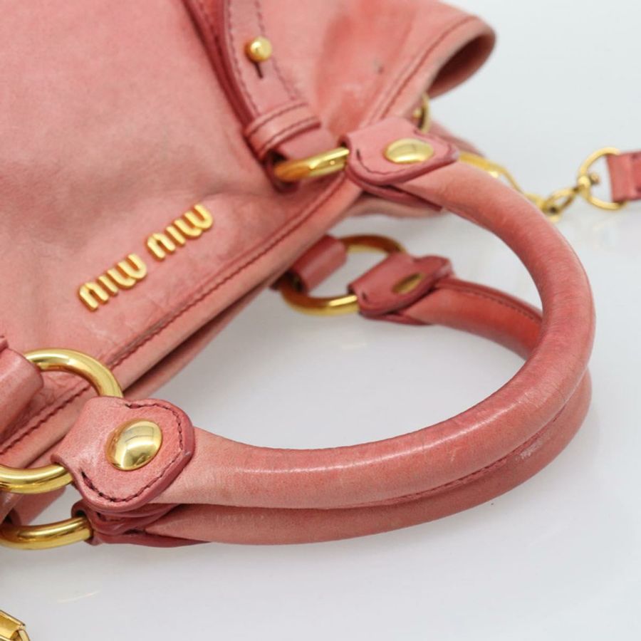 【日本直送】Miu Miu 手提包 皮革 兩用 粉金配色 正品 am12098V-6