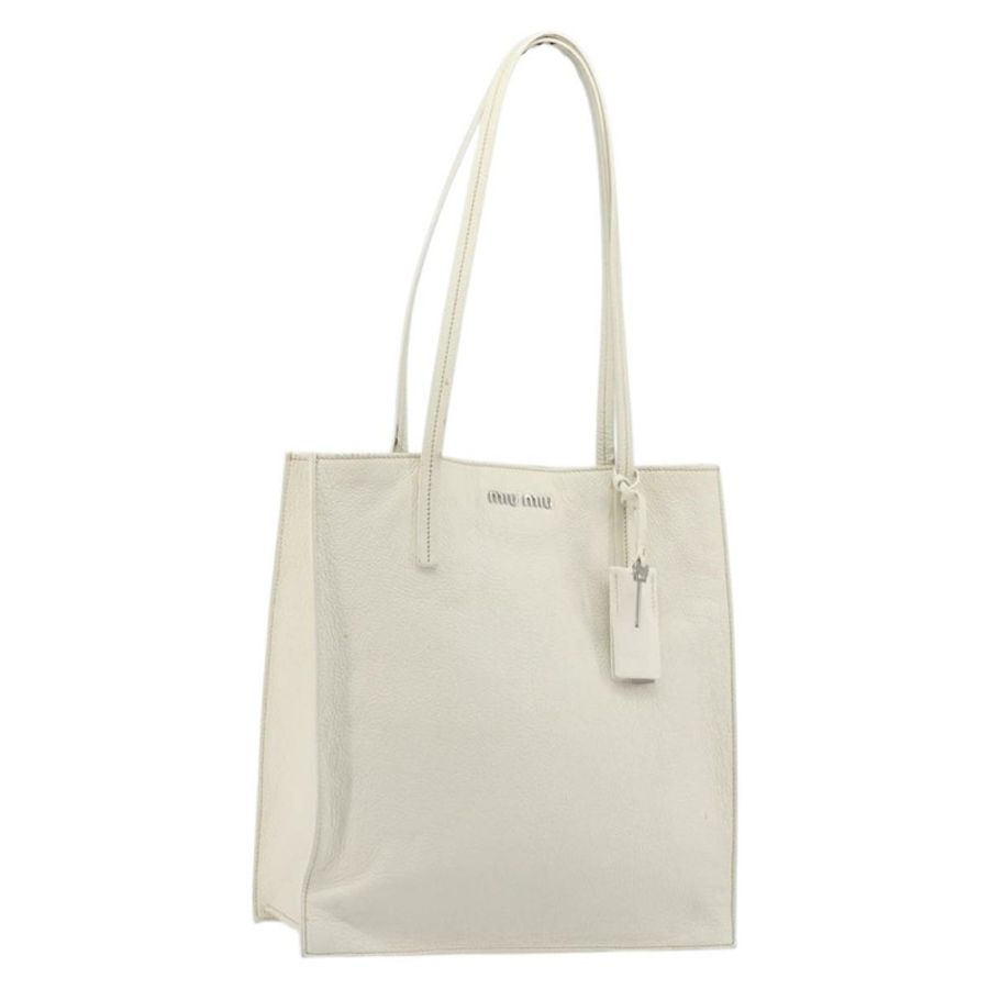 【日本直送】Miu Miu 托特包 皮革 白色 銀色 正品 bs36295A-0