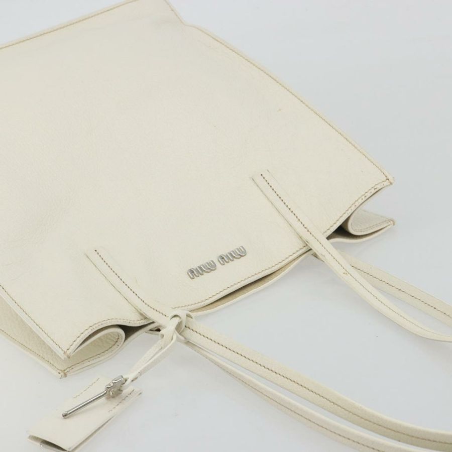 【日本直送】Miu Miu 托特包 皮革 白色 銀色 正品 bs36295A-5