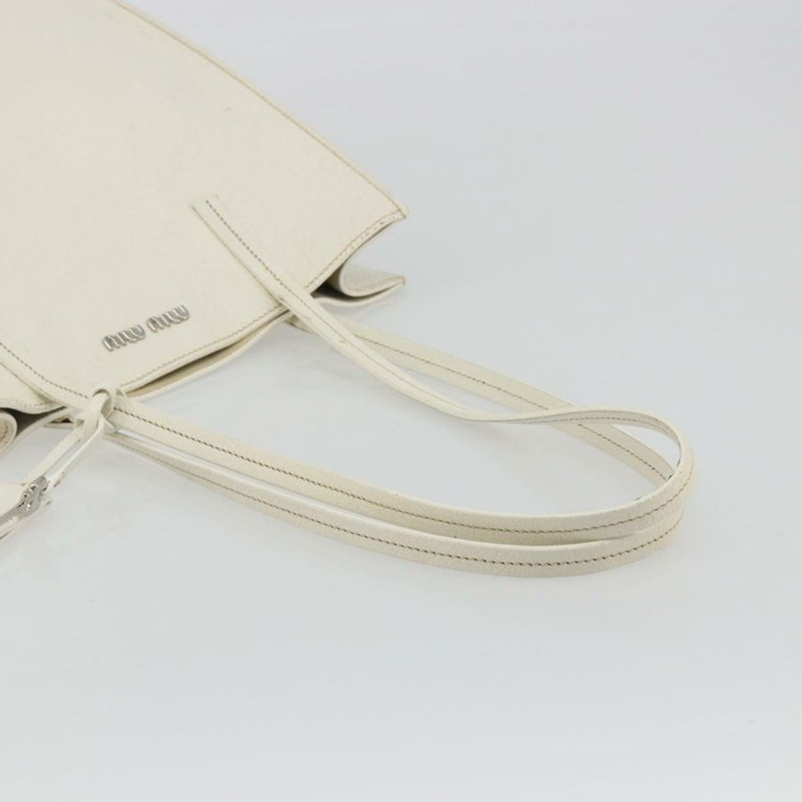 【日本直送】Miu Miu 托特包 皮革 白色 銀色 正品 bs36295A-6