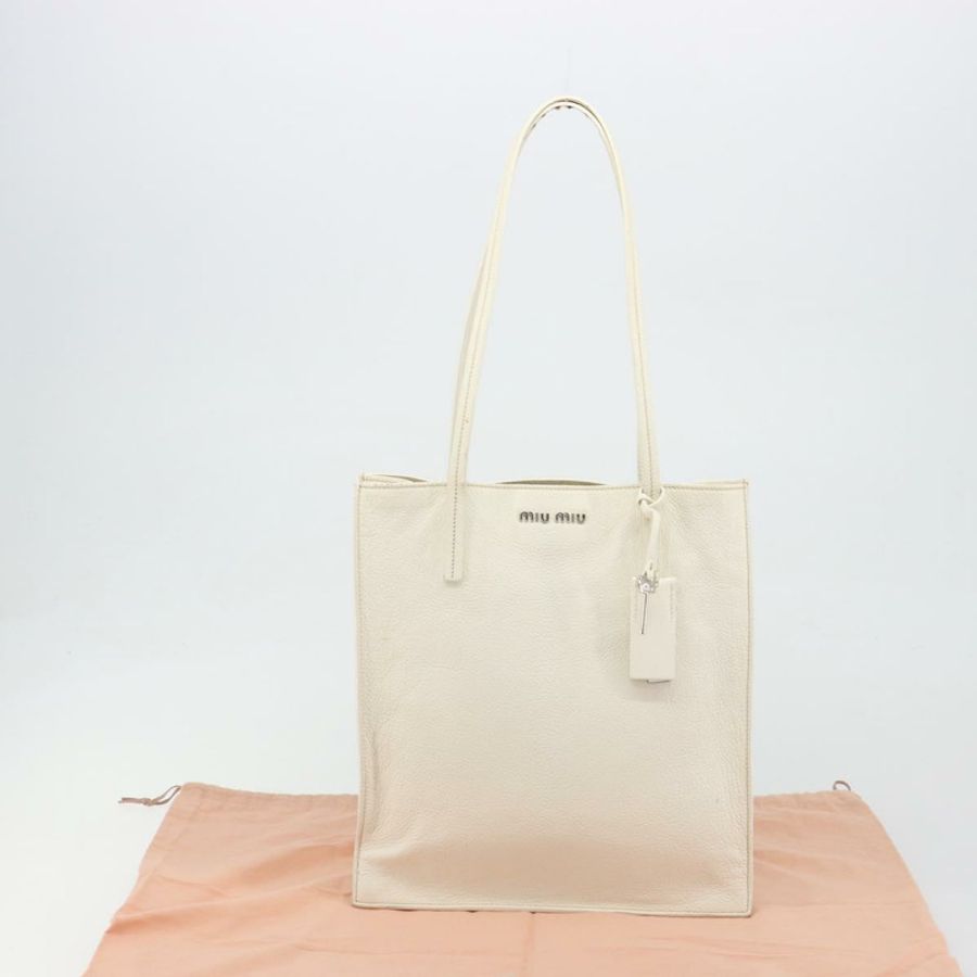 【日本直送】Miu Miu 托特包 皮革 白色 銀色 正品 bs36295A-11