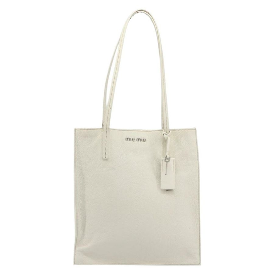 【日本直送】Miu Miu 托特包 皮革 白色 銀色 正品 bs36295A-12