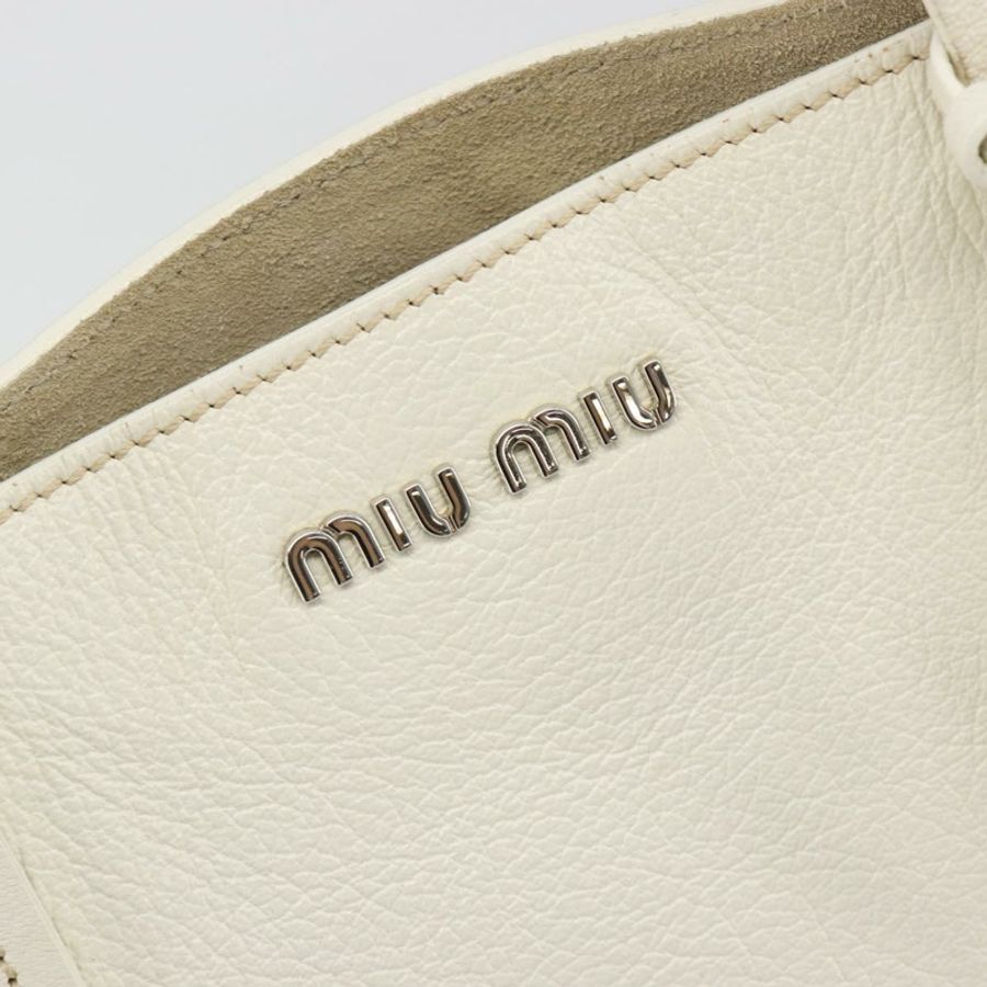 【日本直送】Miu Miu 托特包 皮革 白色 銀色 正品 bs36295A-18
