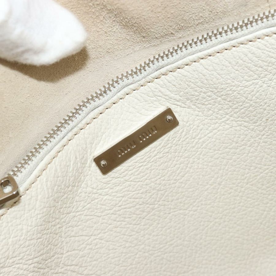 【日本直送】Miu Miu 托特包 皮革 白色 銀色 正品 bs36295A-19