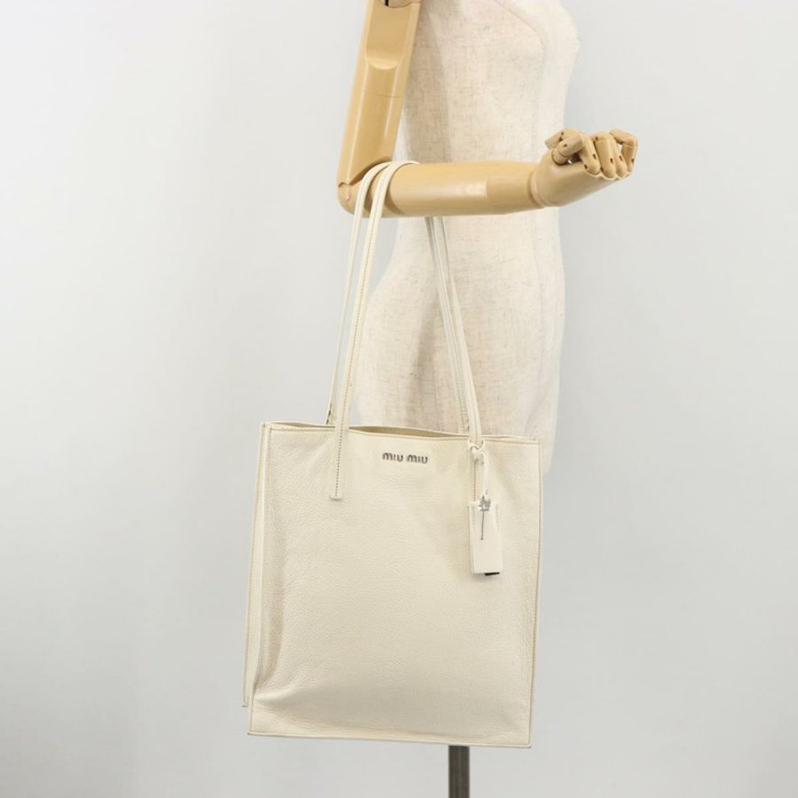【日本直送】Miu Miu 托特包 皮革 白色 銀色 正品 bs36295A-24