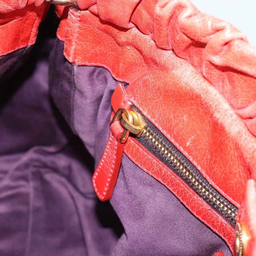 【日本直送】Miu Miu 側邊絲帶手提包 皮革 2way 橙色金色 Auth am12203V-20