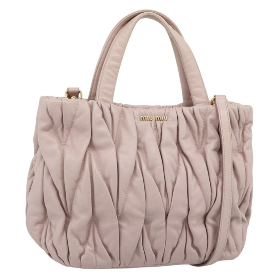 【日本直送】Miu Miu 手提包 皮革 兩用 粉紅金 5BG061 正品 am12025V-0