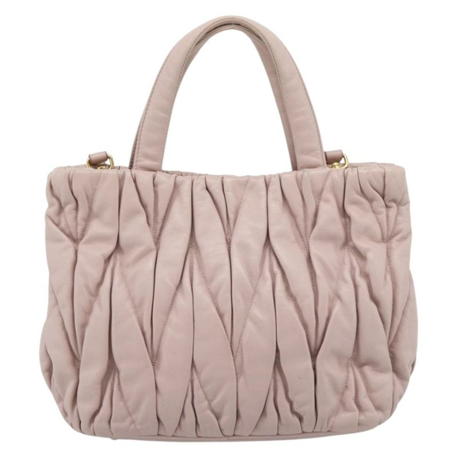 【日本直送】Miu Miu 手提包 皮革 兩用 粉紅金 5BG061 正品 am12025V-1