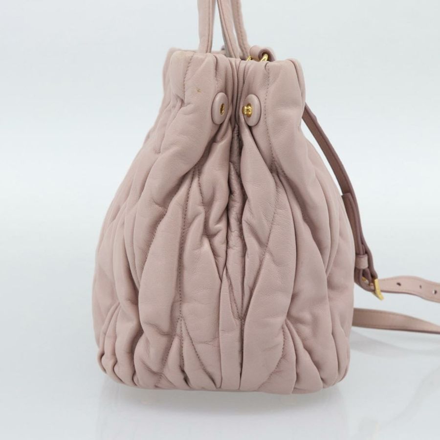 【日本直送】Miu Miu 手提包 皮革 兩用 粉紅金 5BG061 正品 am12025V-2