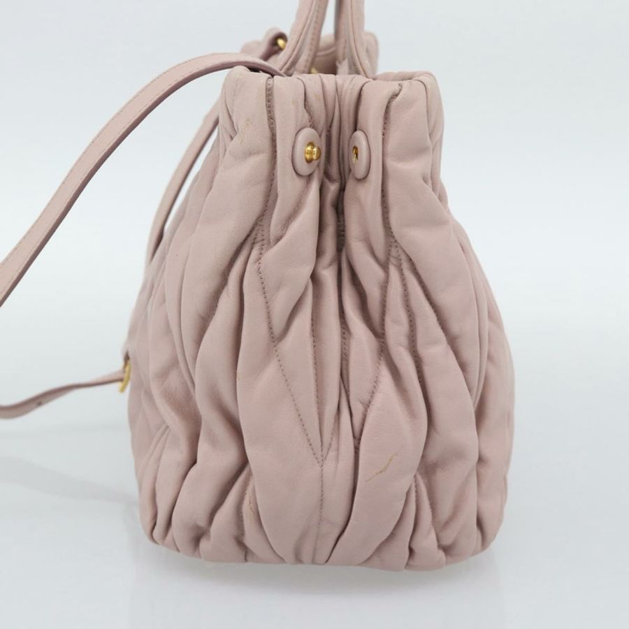 【日本直送】Miu Miu 手提包 皮革 兩用 粉紅金 5BG061 正品 am12025V-3