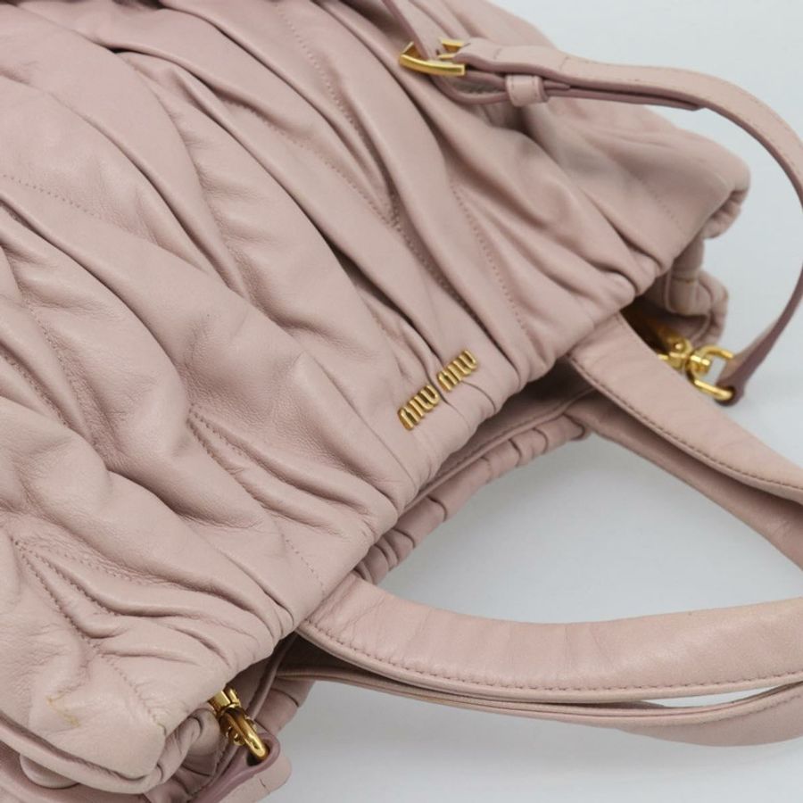 【日本直送】Miu Miu 手提包 皮革 兩用 粉紅金 5BG061 正品 am12025V-5