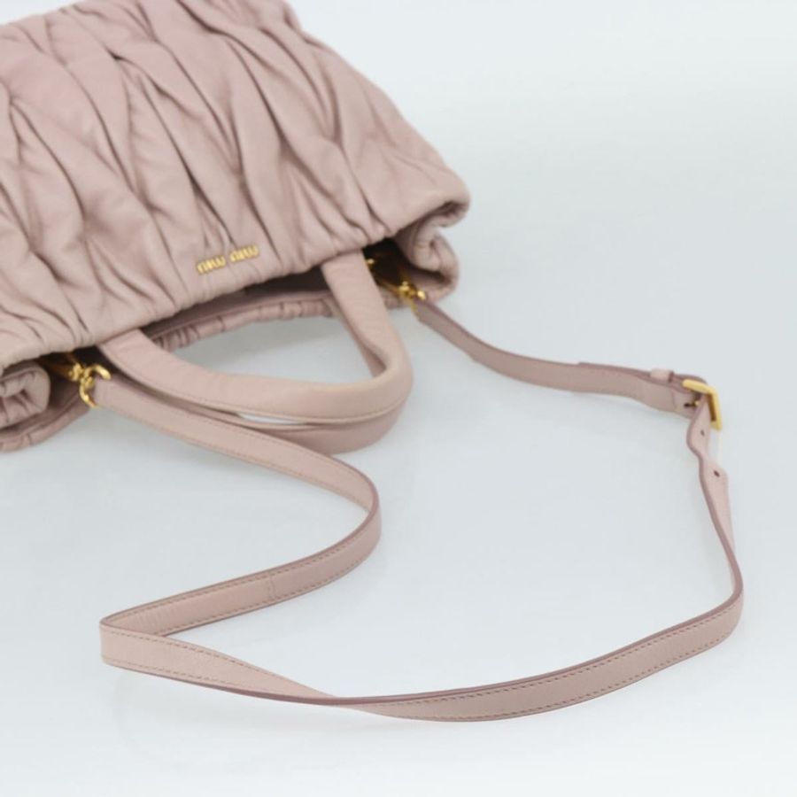 【日本直送】Miu Miu 手提包 皮革 兩用 粉紅金 5BG061 正品 am12025V-8