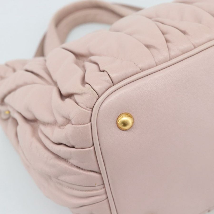 【日本直送】Miu Miu 手提包 皮革 兩用 粉紅金 5BG061 正品 am12025V-9