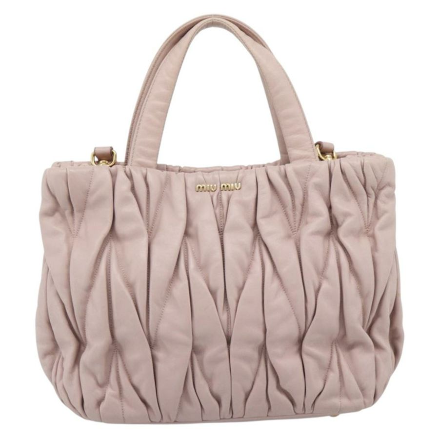 【日本直送】Miu Miu 手提包 皮革 兩用 粉紅金 5BG061 正品 am12025V-12