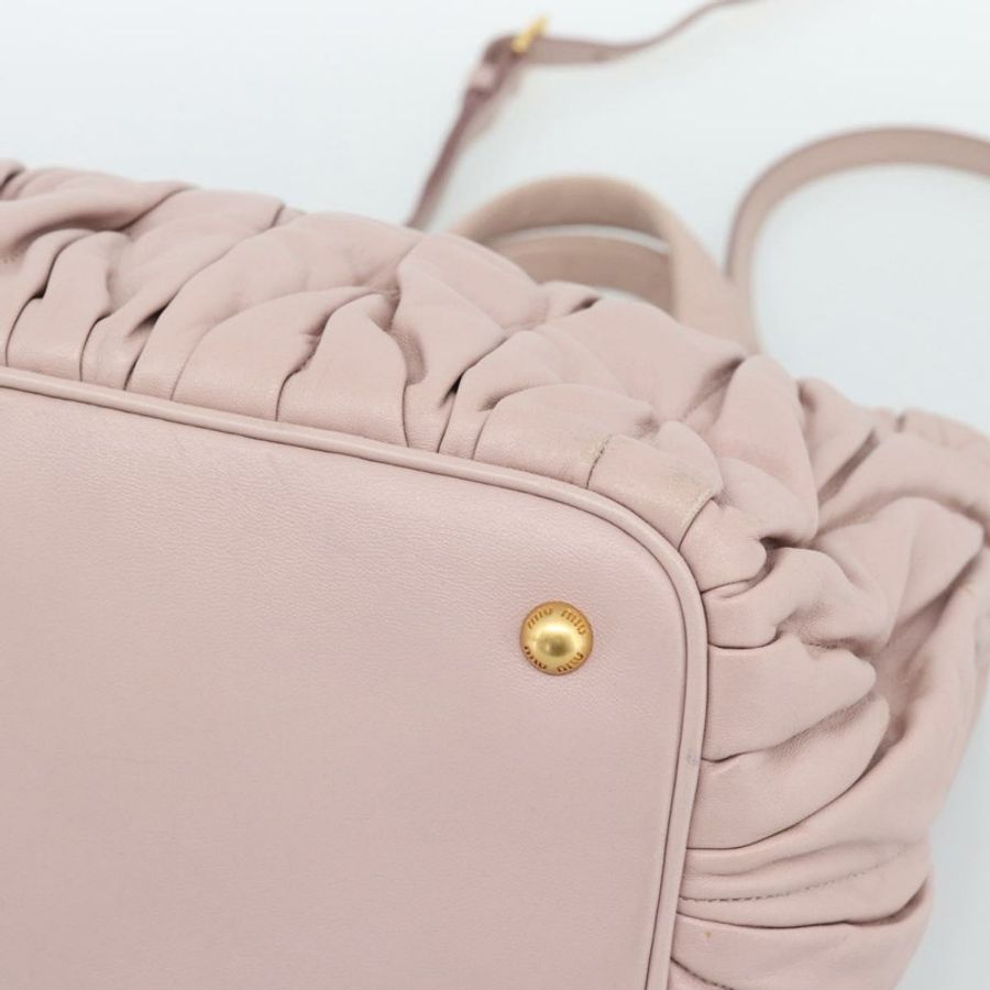 【日本直送】Miu Miu 手提包 皮革 兩用 粉紅金 5BG061 正品 am12025V-14