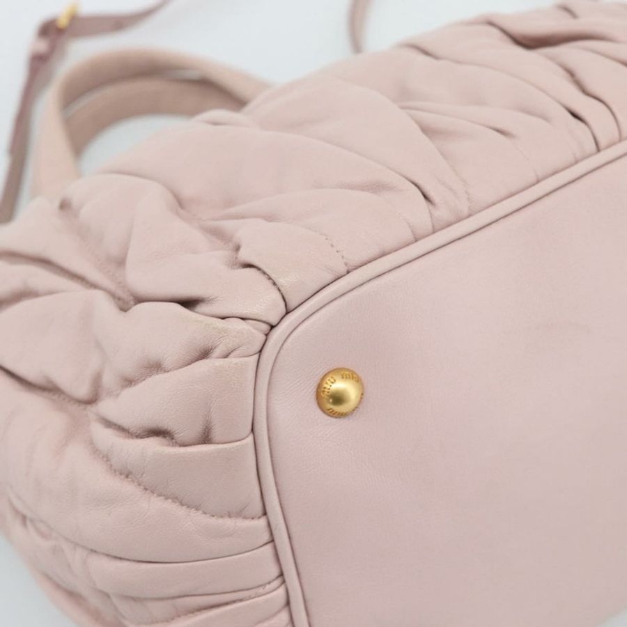 【日本直送】Miu Miu 手提包 皮革 兩用 粉紅金 5BG061 正品 am12025V-15