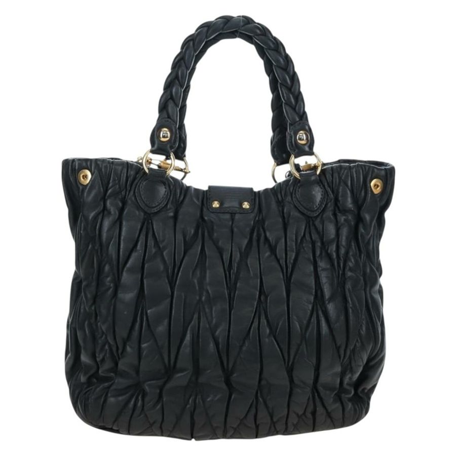 【日本直送】Miu Miu Matelasse 皮革雙肩包 黑色 金色調 正品 ki6716V-1