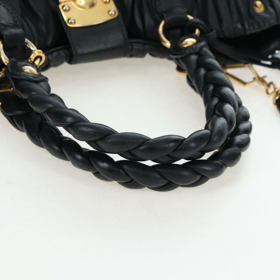 【日本直送】Miu Miu Matelasse 皮革雙肩包 黑色 金色調 正品 ki6716V-6