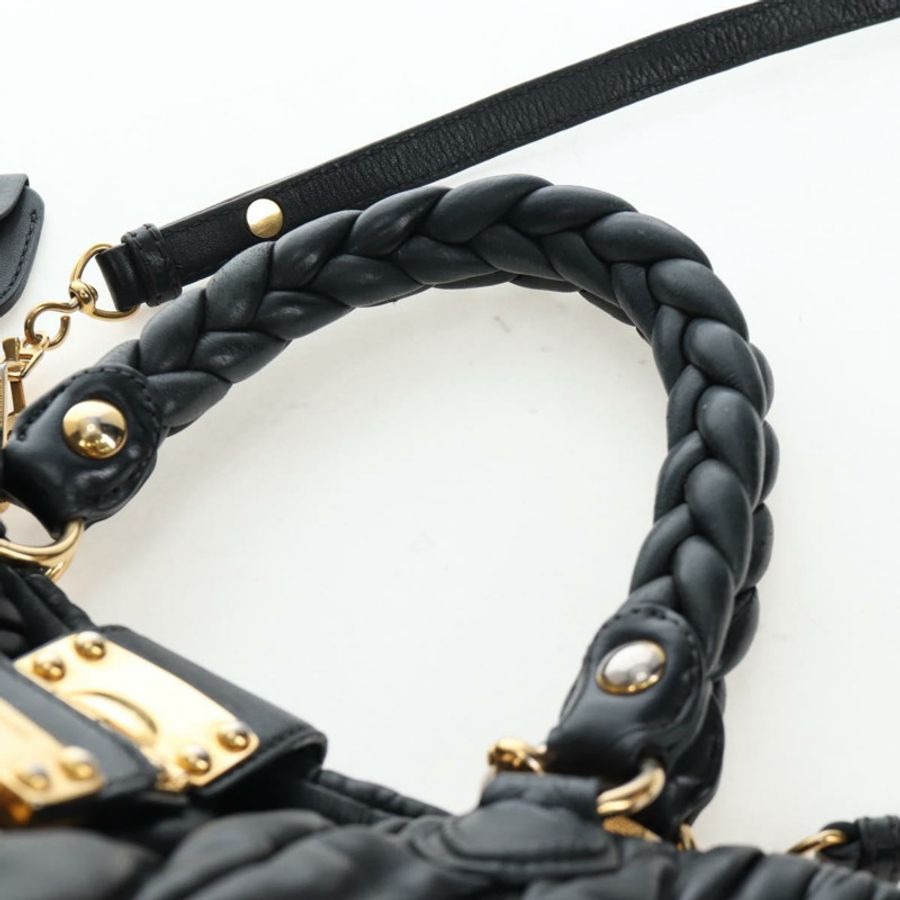 【日本直送】Miu Miu Matelasse 皮革雙肩包 黑色 金色調 正品 ki6716V-13