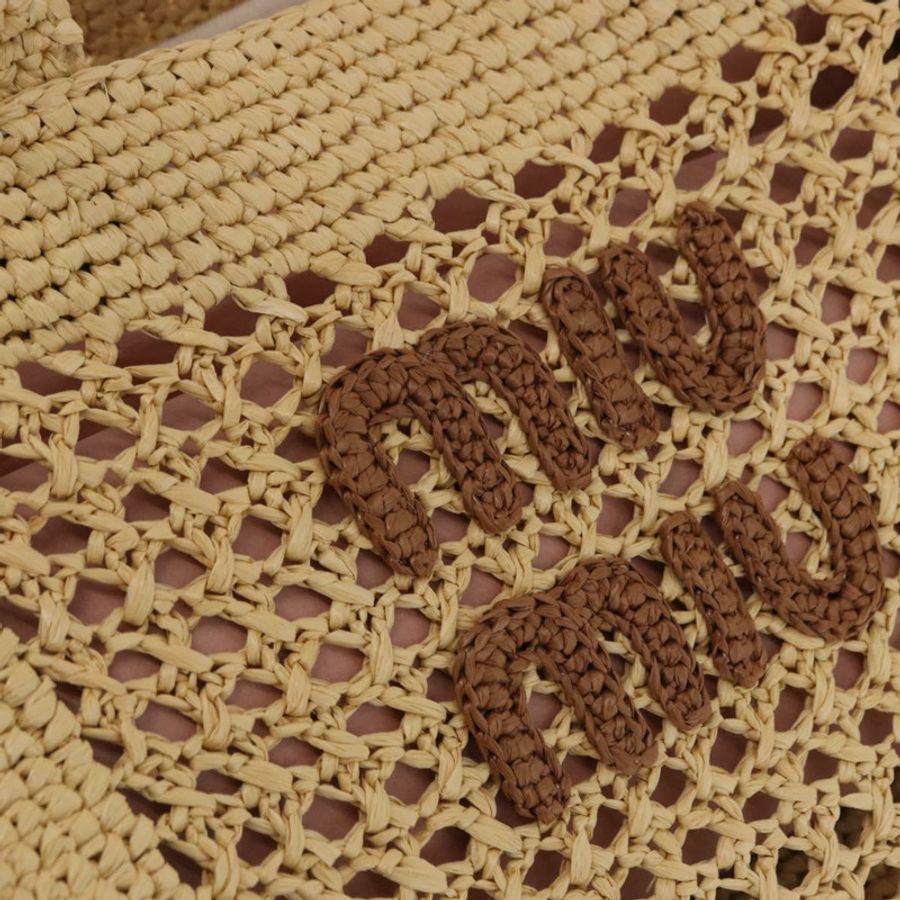 【日本直送】Miu Miu 編織手提包 拉菲草 兩用 米色 金色調 正品 ki6738M-17