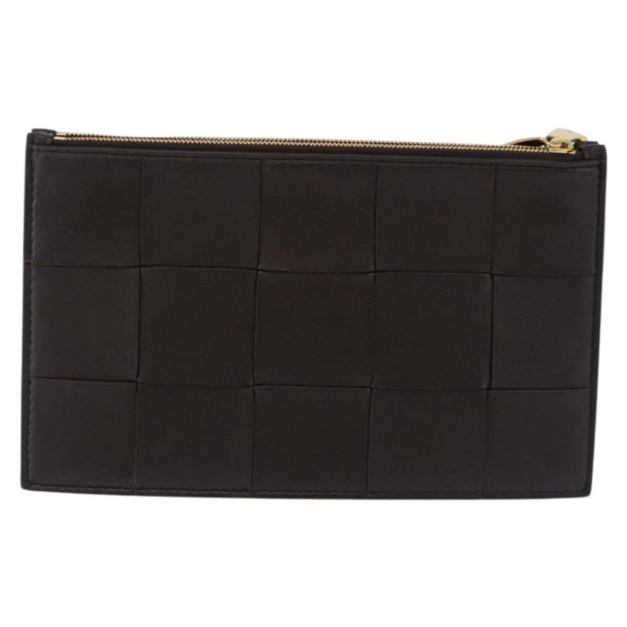 【日本直送】BOTTEGA VENETA MAXI INTRECCIATO 手拿包皮革深棕金色正品 ki6767M-1