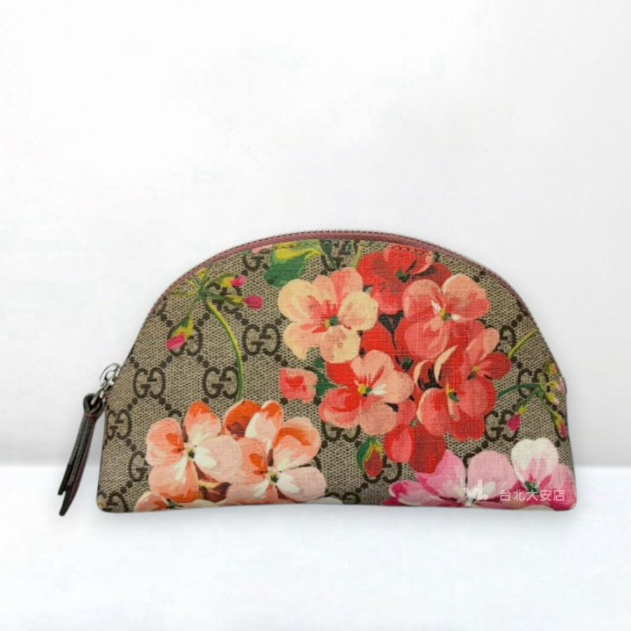 A13401-Gucci 經典老花粉花卉貝殼化妝包431380-0