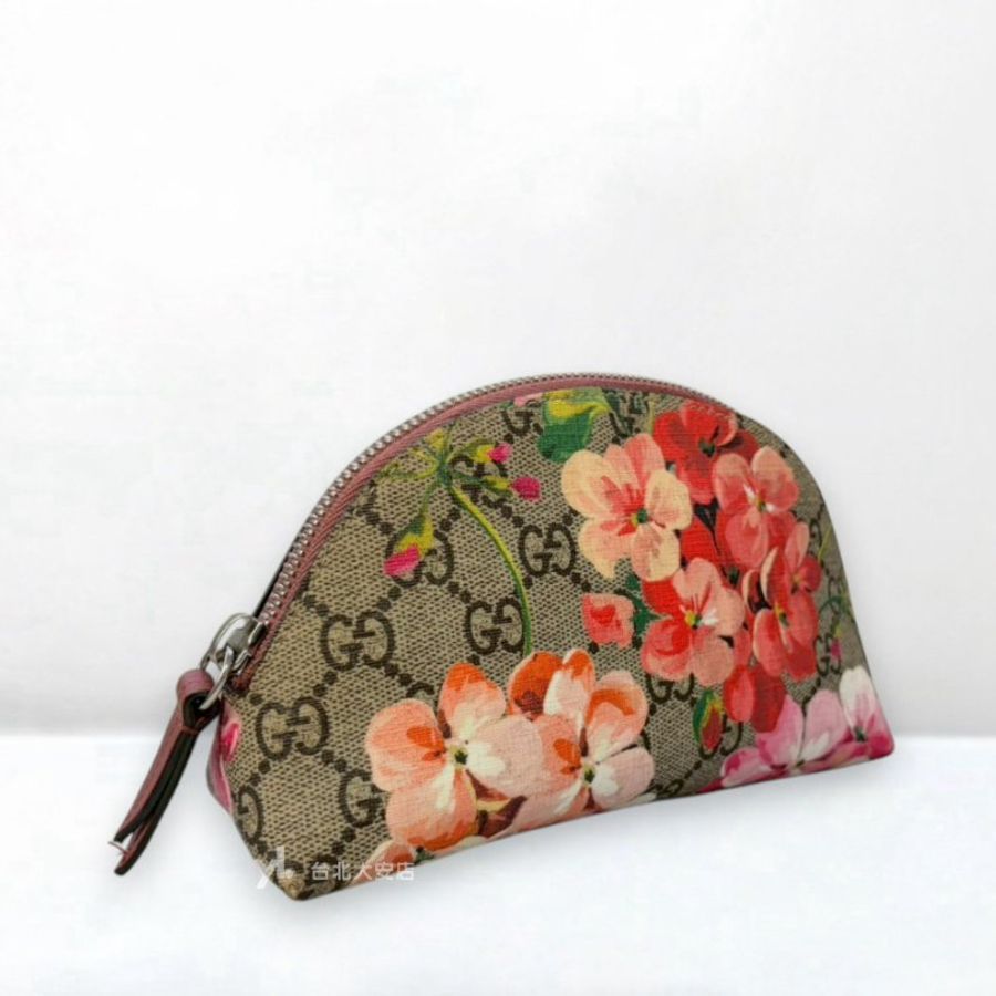 A13401-Gucci 經典老花粉花卉貝殼化妝包431380-1