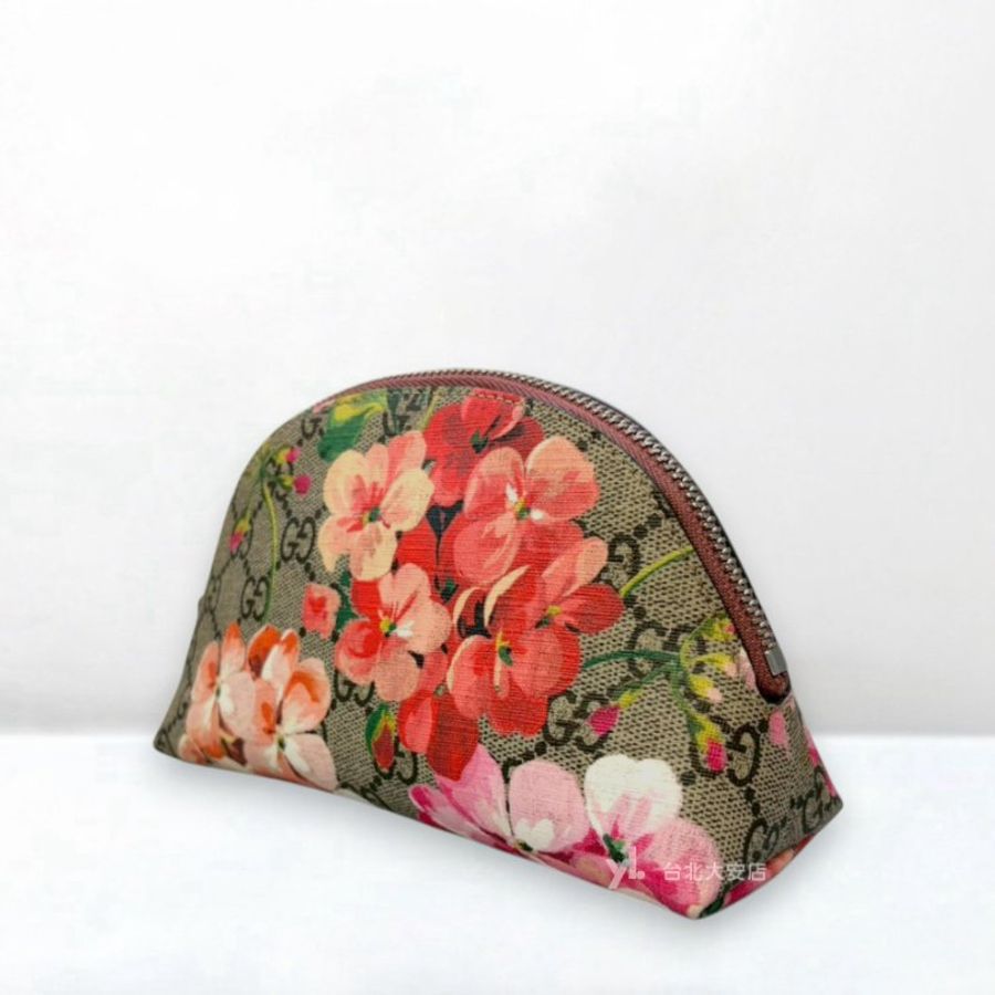 A13401-Gucci 經典老花粉花卉貝殼化妝包431380-2