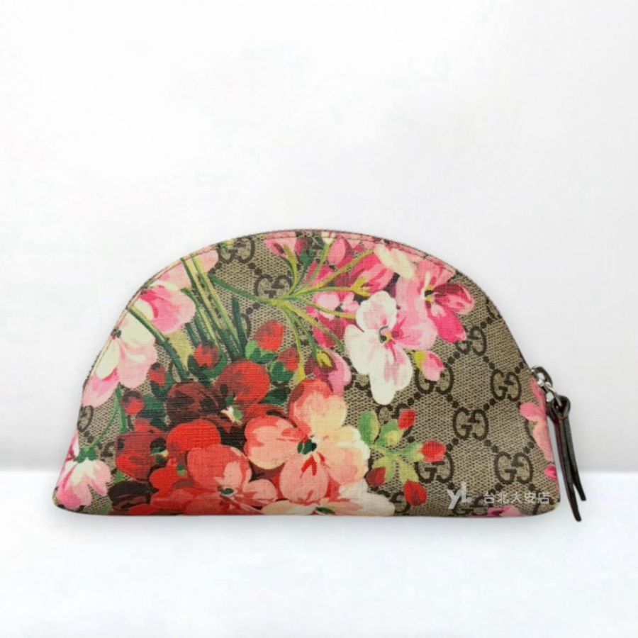 A13401-Gucci 經典老花粉花卉貝殼化妝包431380-3
