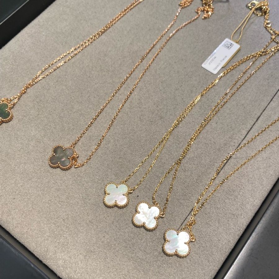 Van Cleef & Arpels 灰珍珠母貝18k玫瑰金項鍊-5