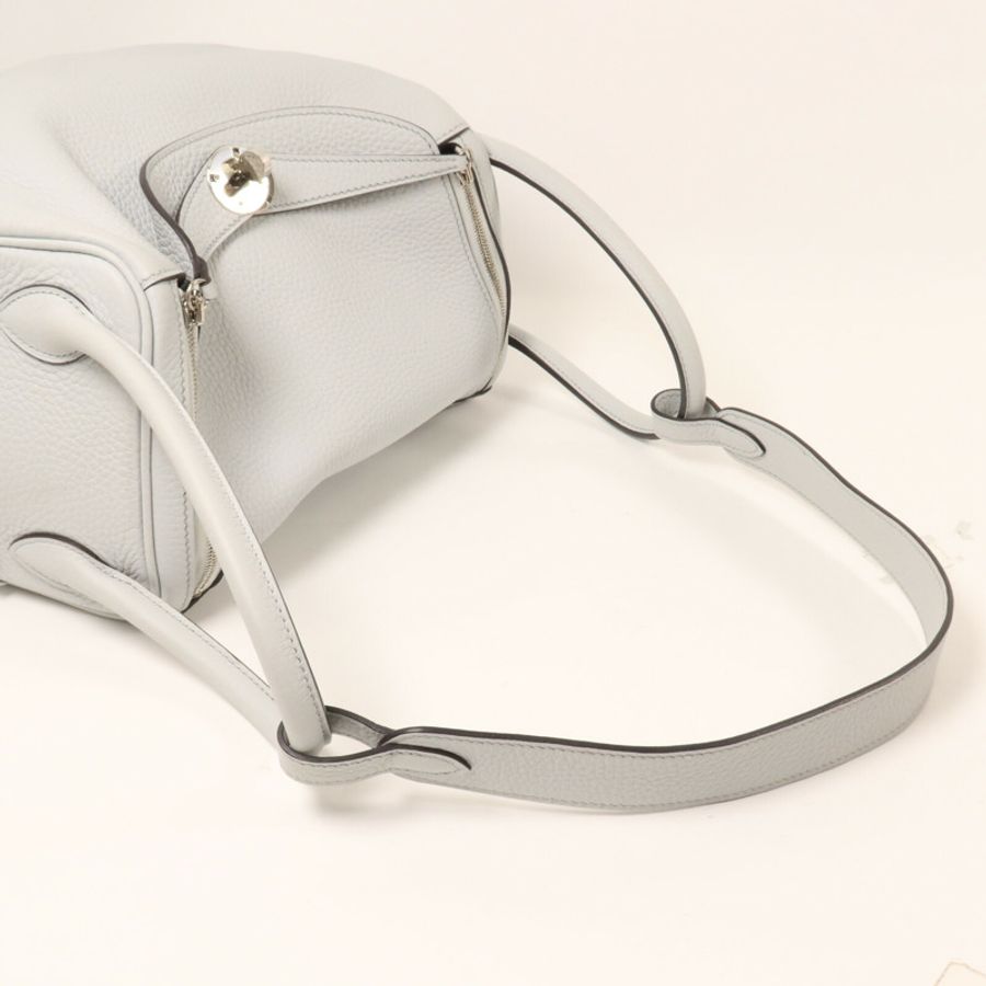 HERMES Clemence皮革Lindy 26手挽肩背兩用袋Bleu Brume-7